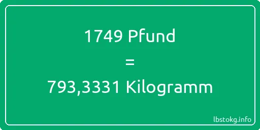 1749 lbs bis kg - 1749 Pfund bis Kilogramm