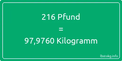 216 lbs bis kg - 216 Pfund bis Kilogramm