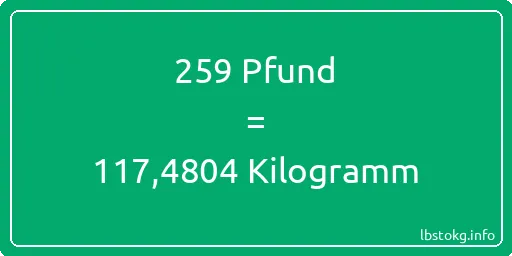 259 lbs bis kg - 259 Pfund bis Kilogramm