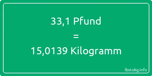 33-1 lbs bis kg - 33-1 Pfund bis Kilogramm