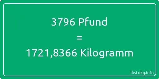 3796 lbs bis kg - 3796 Pfund bis Kilogramm