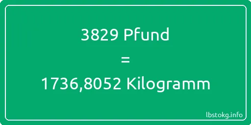 3829 lbs bis kg - 3829 Pfund bis Kilogramm