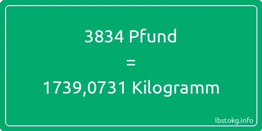 3834 lbs bis kg - 3834 Pfund bis Kilogramm