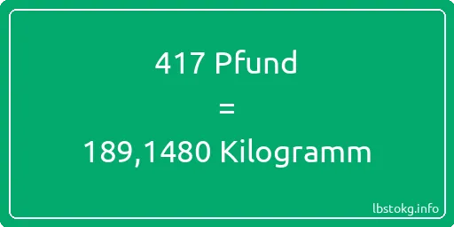 417 lbs bis kg - 417 Pfund bis Kilogramm