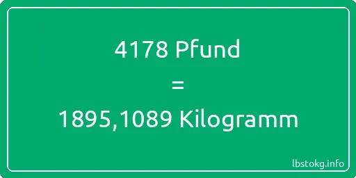 4178 lbs bis kg - 4178 Pfund bis Kilogramm