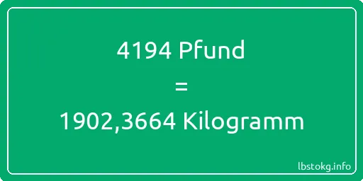 4194 lbs bis kg - 4194 Pfund bis Kilogramm