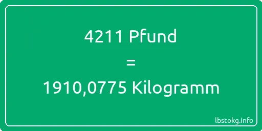 4211 lbs bis kg - 4211 Pfund bis Kilogramm