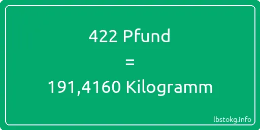 422 lbs bis kg - 422 Pfund bis Kilogramm