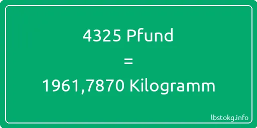 4325 lbs bis kg - 4325 Pfund bis Kilogramm