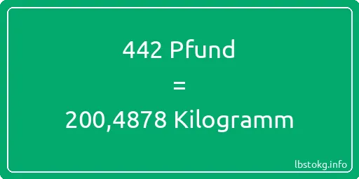 442 lbs bis kg - 442 Pfund bis Kilogramm