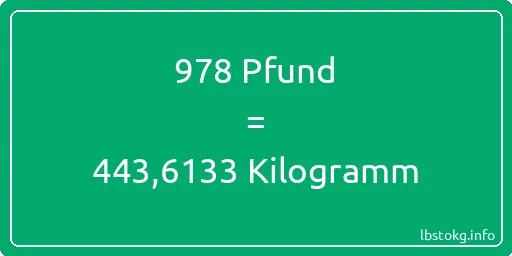 978 lbs bis kg - 978 Pfund bis Kilogramm