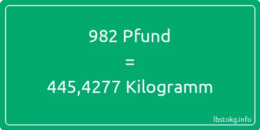 982 lbs bis kg - 982 Pfund bis Kilogramm