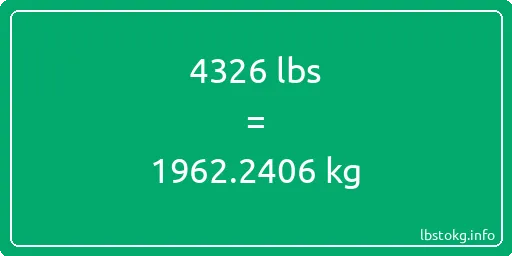 4326 Lbs to Kg - 4326 pounds to kilograms