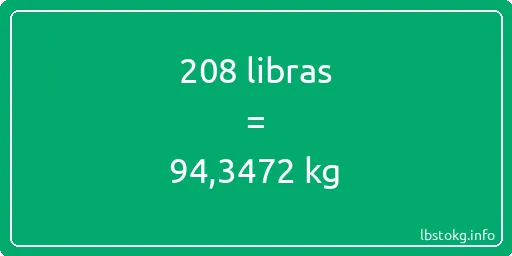 208 libras en kg - 208 libras en kilogramos