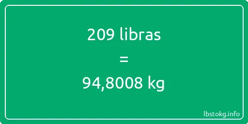 209 libras en kg - 209 libras en kilogramos