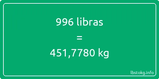 996 libras en kg - 996 libras en kilogramos