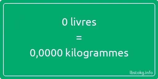 0 lbs à kg - 0 livres aux kilogrammes