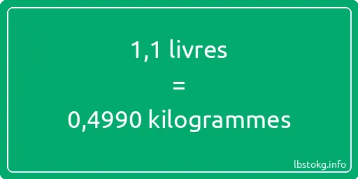 1-1 lbs à kg - 1-1 livres aux kilogrammes