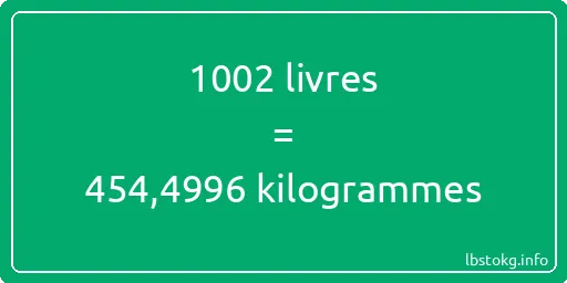 1002 lbs à kg - 1002 livres aux kilogrammes