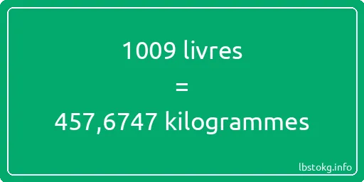 1009 lbs à kg - 1009 livres aux kilogrammes