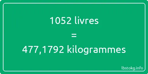 1052 lbs à kg - 1052 livres aux kilogrammes