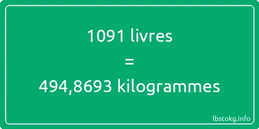 1091 lbs à kg - 1091 livres aux kilogrammes