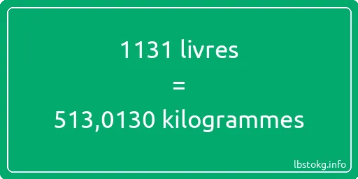 1131 lbs à kg - 1131 livres aux kilogrammes