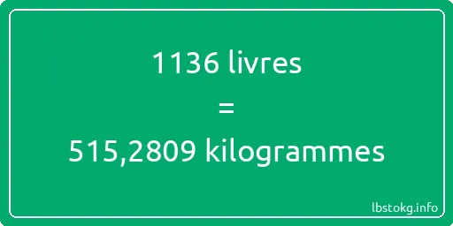 1136 lbs à kg - 1136 livres aux kilogrammes