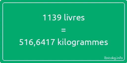 1139 lbs à kg - 1139 livres aux kilogrammes