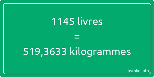 1145 lbs à kg - 1145 livres aux kilogrammes