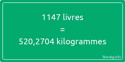 1147 lbs à kg - 1147 livres aux kilogrammes