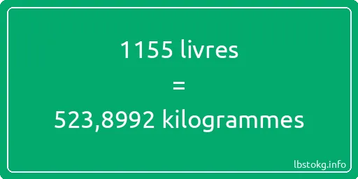 1155 lbs à kg - 1155 livres aux kilogrammes