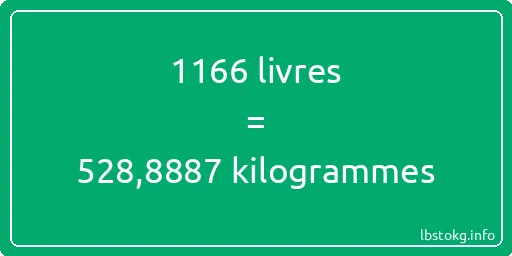 1166 lbs à kg - 1166 livres aux kilogrammes