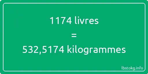 1174 lbs à kg - 1174 livres aux kilogrammes