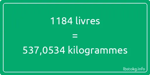 1184 lbs à kg - 1184 livres aux kilogrammes