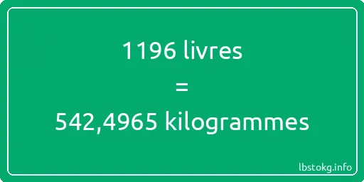 1196 lbs à kg - 1196 livres aux kilogrammes