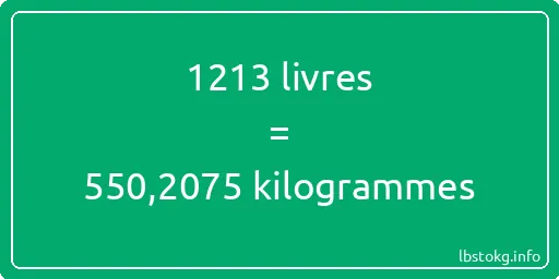 1213 lbs à kg - 1213 livres aux kilogrammes