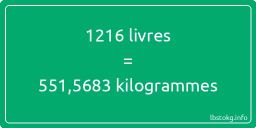 1216 lbs à kg - 1216 livres aux kilogrammes