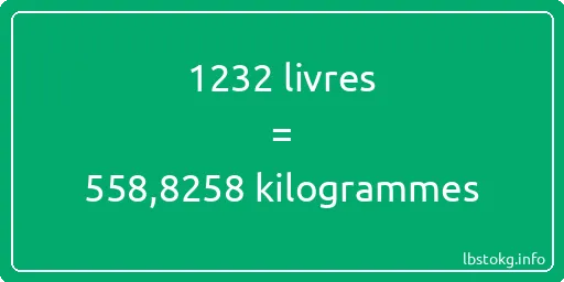 1232 lbs à kg - 1232 livres aux kilogrammes