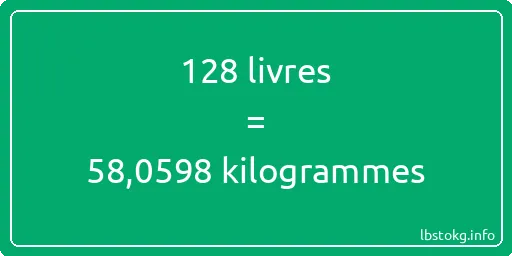 128 lbs à kg - 128 livres aux kilogrammes