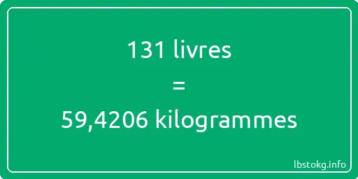 131 lbs à kg - 131 livres aux kilogrammes