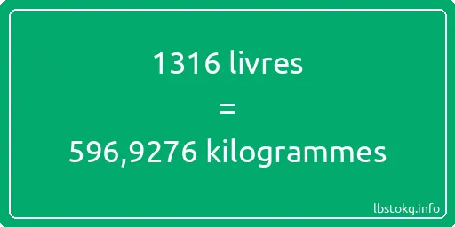 1316 lbs à kg - 1316 livres aux kilogrammes