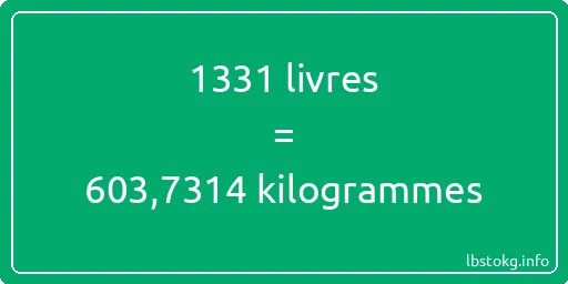 1331 lbs à kg - 1331 livres aux kilogrammes