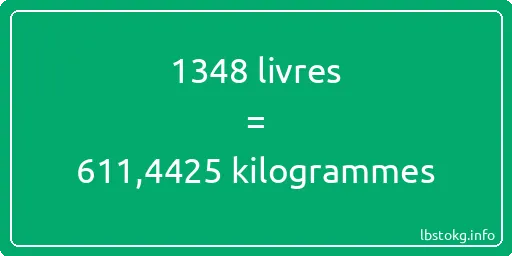 1348 lbs à kg - 1348 livres aux kilogrammes