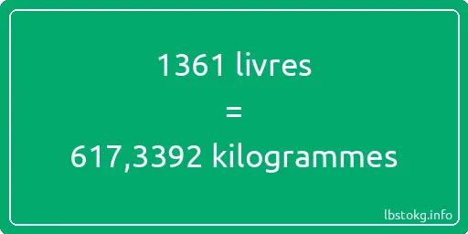 1361 lbs à kg - 1361 livres aux kilogrammes