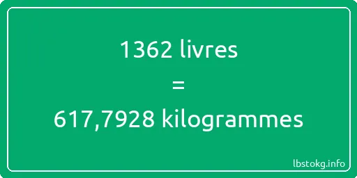 1362 lbs à kg - 1362 livres aux kilogrammes