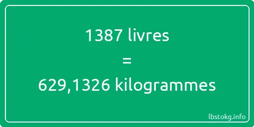 1387 lbs à kg - 1387 livres aux kilogrammes