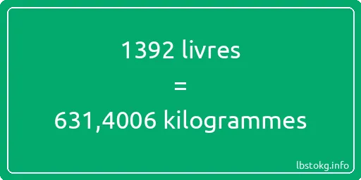 1392 lbs à kg - 1392 livres aux kilogrammes