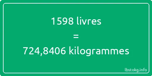 1598 lbs à kg - 1598 livres aux kilogrammes