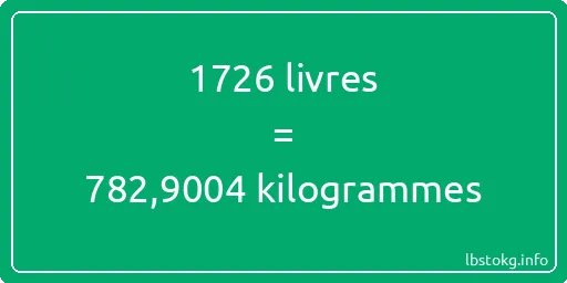 1726 lbs à kg - 1726 livres aux kilogrammes